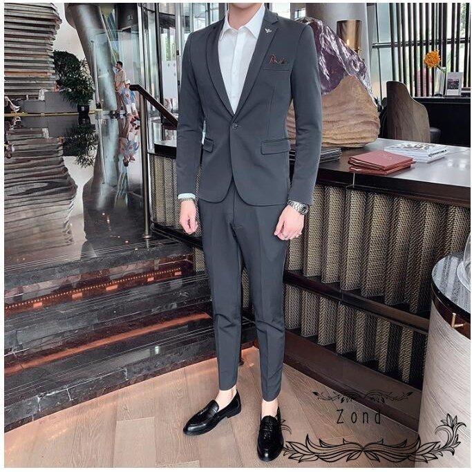 人気ブランド 韓国風 着痩せ 4色入 宴会 紳士 オフィス Ol 通勤 ジャケット ズボン シャツ 3点セット メンズスーツ セットアップ 細身 発表会 入学式 卒業式 入園式 カジュアルスーツ サイズ L Dron Ma