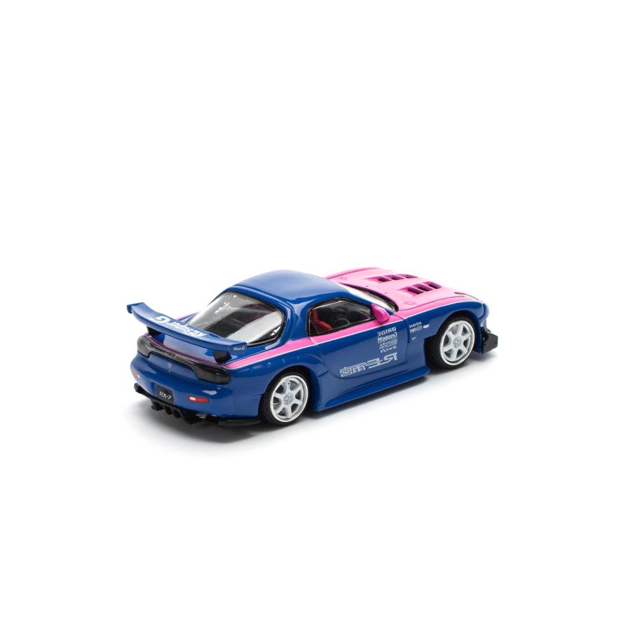 POP RACE 1/64 マツダ RX7 RE：雨宮 ブルー ピンク ミニカー PR640240