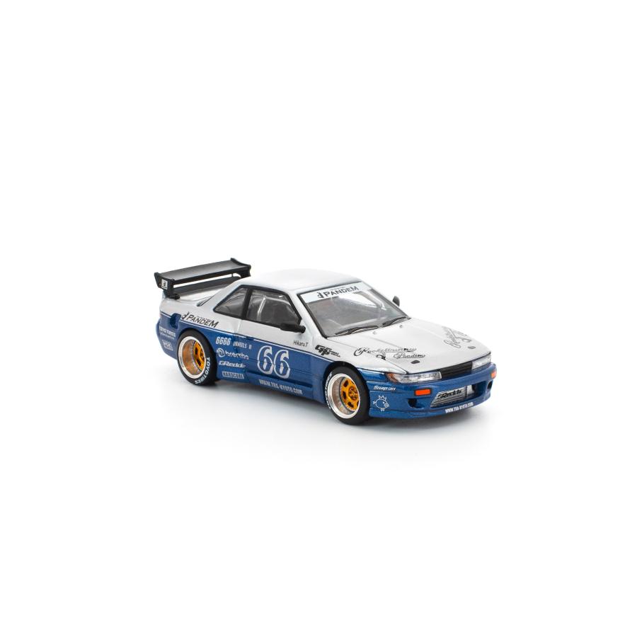 POP RACE 1/64 パンデム シルビア S13 ムーンテックブルー ミニカー