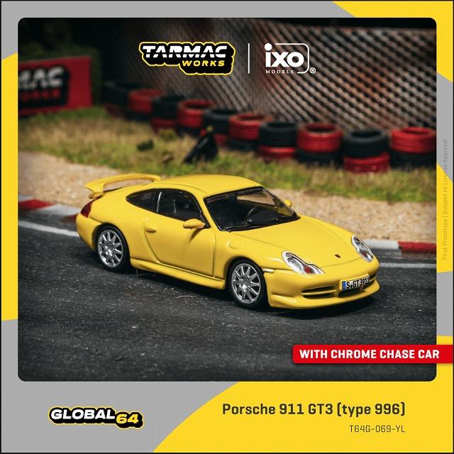 ターマック 1/64 ポルシェ 911 GT3 (type 996) イエロー ミニカー T64G