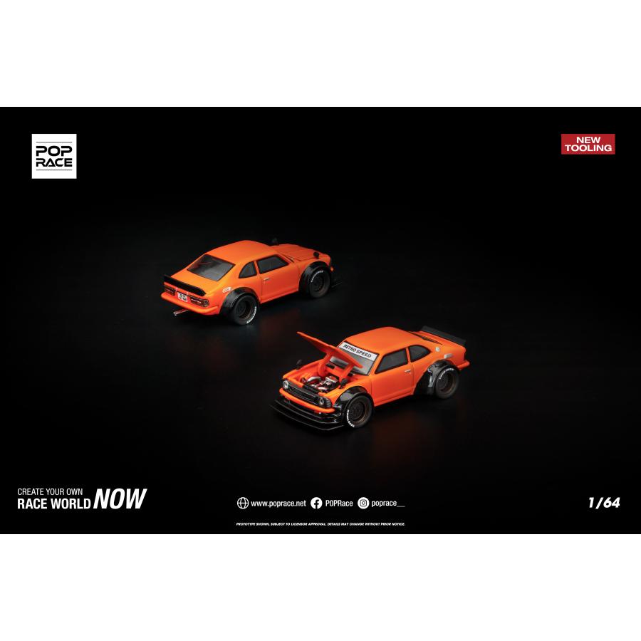 POP RACE 1/64 トヨタ・カローラ KE25 ワイドボディ (オレンジ) 新金型