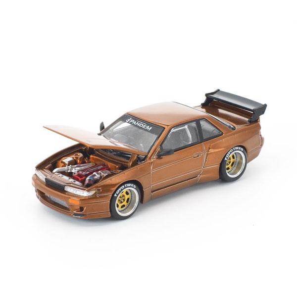 キムホノ　ミニカー　車 POP RACE x Enigma 1/64 パンデム S13 ブラウンクローム Pandem Brown