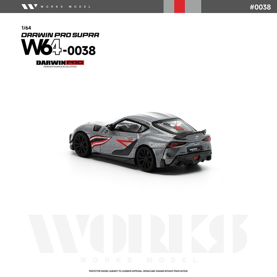 WORKS Model 1/64 ダーウィンプロ スープラ カーボングレー ミニカー