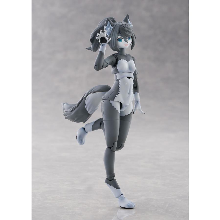 送料無料◆アオシマ けもプラ 3種セット ハイイロオオカミ ＋ アーム＆レッグパーツ01(ハイイロオオカミカラー) ＋ ヒトパーツ(カラーB)  【6月予約】の画像
