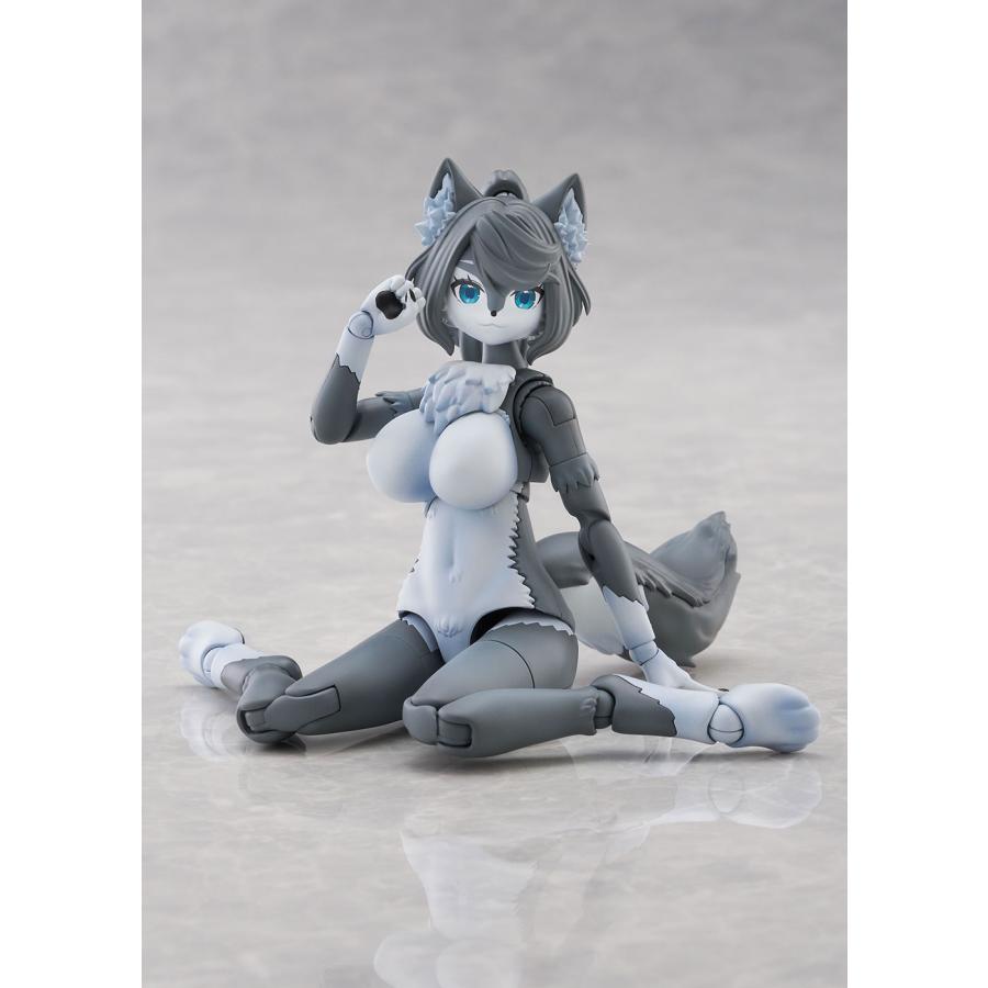 送料無料◆アオシマ けもプラ 3種セット ハイイロオオカミ ＋ アーム＆レッグパーツ01(ハイイロオオカミカラー) ＋ ヒトパーツ(カラーB)  【6月予約】の画像