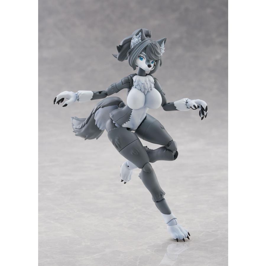 送料無料◆アオシマ けもプラ 3種セット ハイイロオオカミ ＋ アーム＆レッグパーツ01(ハイイロオオカミカラー) ＋ ヒトパーツ(カラーB)  【6月予約】の画像