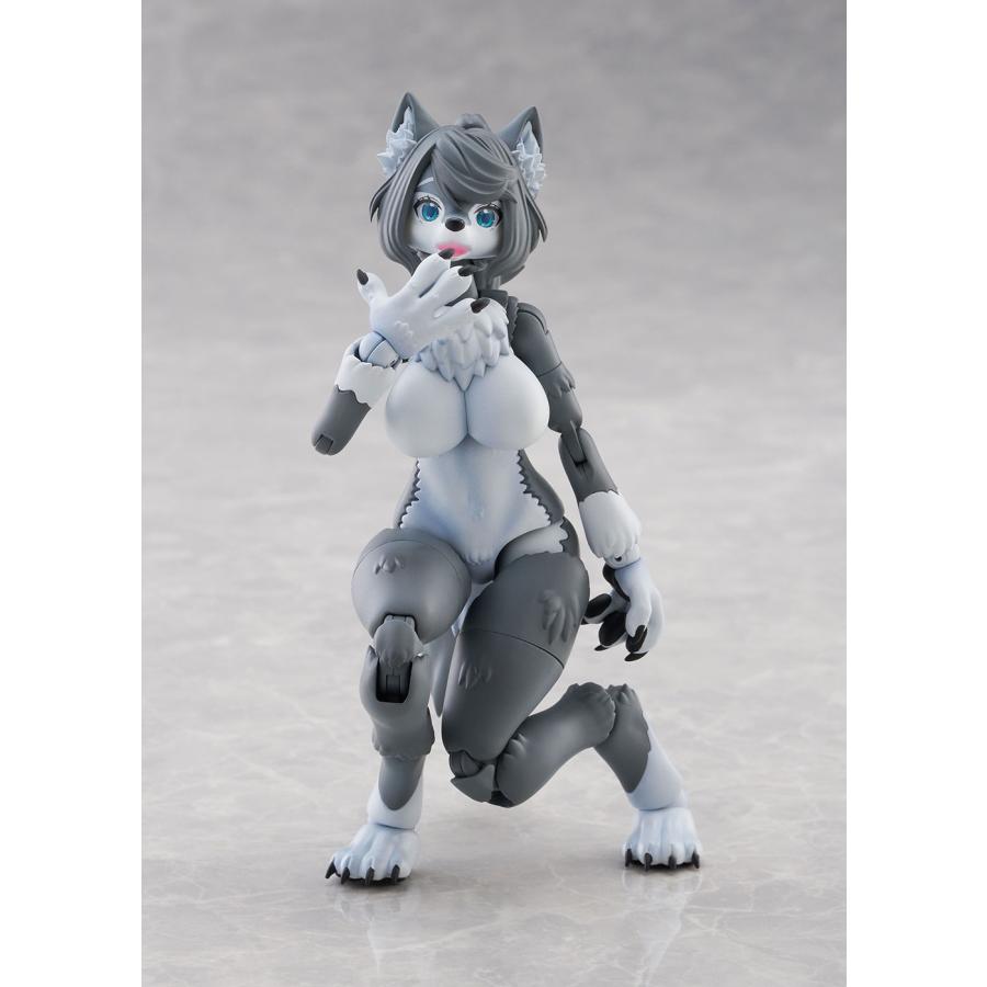 送料無料◆アオシマ けもプラ 3種セット ハイイロオオカミ ＋ アーム＆レッグパーツ01(ハイイロオオカミカラー) ＋ ヒトパーツ(カラーB)  【6月予約】の画像