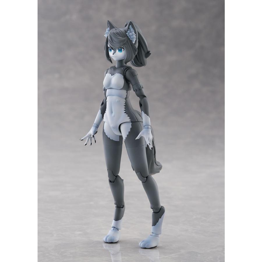送料無料◆アオシマ けもプラ 3種セット ハイイロオオカミ ＋ アーム＆レッグパーツ01(ハイイロオオカミカラー) ＋ ヒトパーツ(カラーB)  【6月予約】の画像