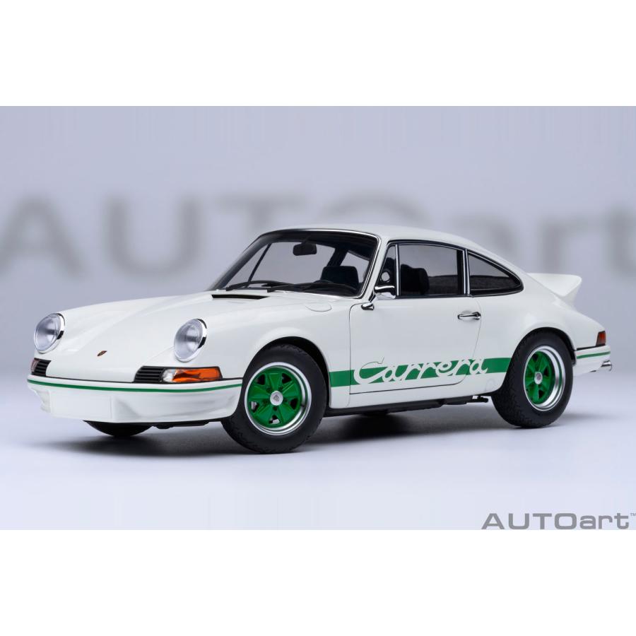 送料無料◆オートアート 1/18 ポルシェ 911 カレラ 2.7 RS (グランプリホワイト/グリーン・ストライプ) ミニカー 78031 （ZM149134）の画像