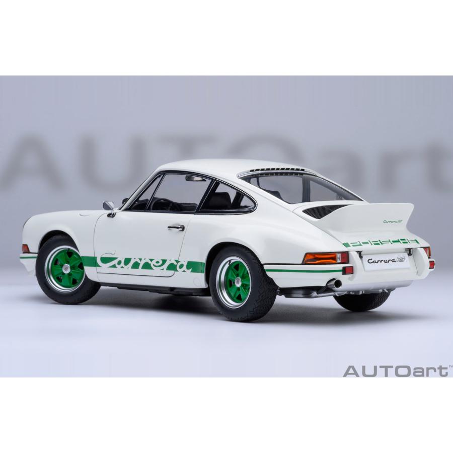 送料無料◆オートアート 1/18 ポルシェ 911 カレラ 2.7 RS (グランプリホワイト/グリーン・ストライプ) ミニカー 78031 （ZM149134）の画像