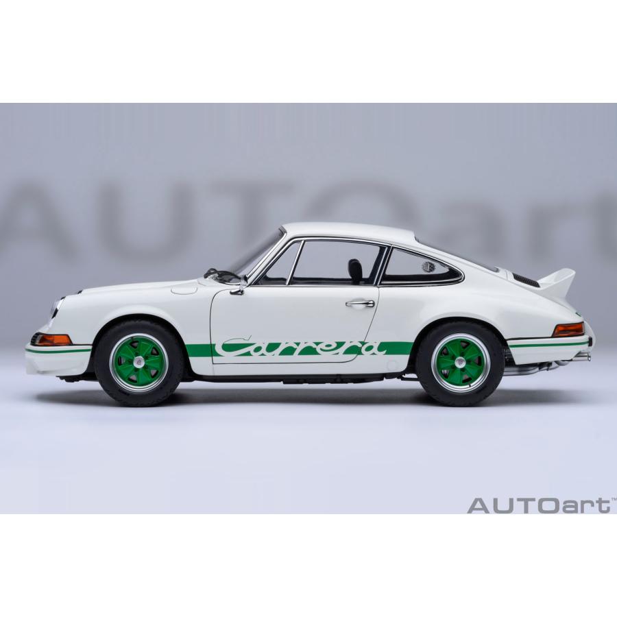 送料無料◆オートアート 1/18 ポルシェ 911 カレラ 2.7 RS (グランプリホワイト/グリーン・ストライプ) ミニカー 78031 （ZM149134）の画像