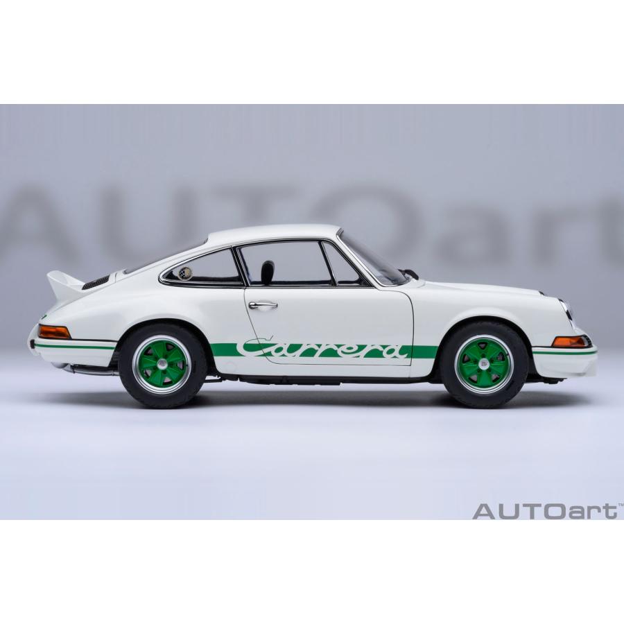 送料無料◆オートアート 1/18 ポルシェ 911 カレラ 2.7 RS (グランプリホワイト/グリーン・ストライプ) ミニカー 78031 （ZM149134）の画像