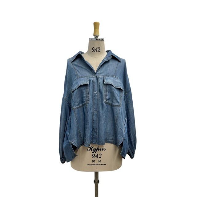 ayane ご予約品 アヤン シアーデニムショート丈シャツ 816301