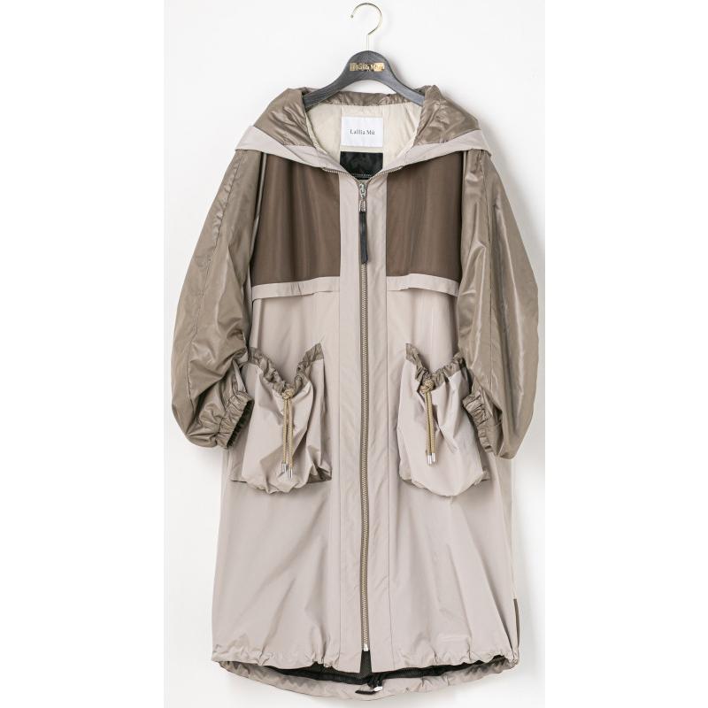 Lallia Mù フード付きダウンジャケット ベージュ ラリアムー Lallia Mu シアーナイロンダウンコート : dimancheヤフー