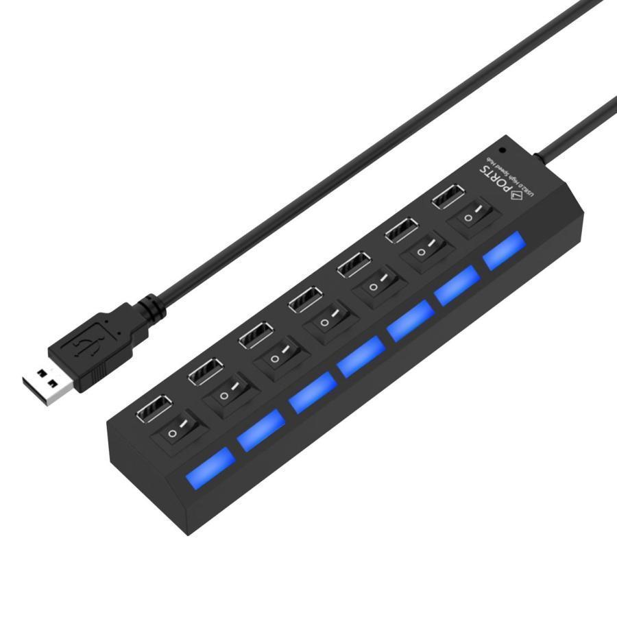 USBハブ 7ポート 個別電源スイッチ付 USB2.0対応 増設 独立スイッチ パソコン用 USB 電源 スイッチ バスパワー｜dime-shop｜02