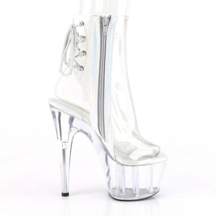 Pleaser プリーザー ブーツサンダル 厚底 18 cm ヒール クリア レースアップ オープントゥ ジッパー 大きいサイズ ハイヒール キャバ 靴 レディース メンズ 取寄 | Pleaser | 04