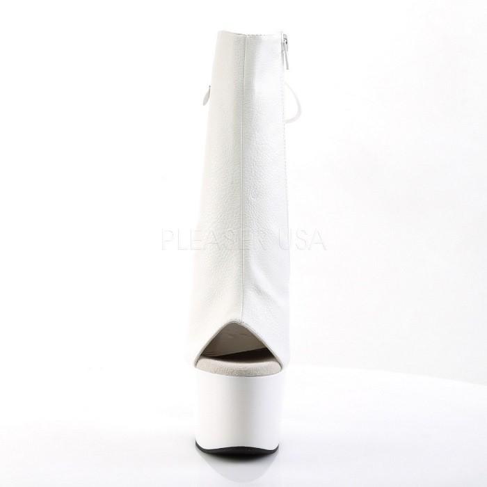 ショートブーツ ブーティ 厚底 Pleaser プリーザー 18 cm ヒール オープントゥ ハイヒール 白 ホワイト つや消し 編み上げ 大きいサイズ レディース メンズ 取寄 | Pleaser | 01