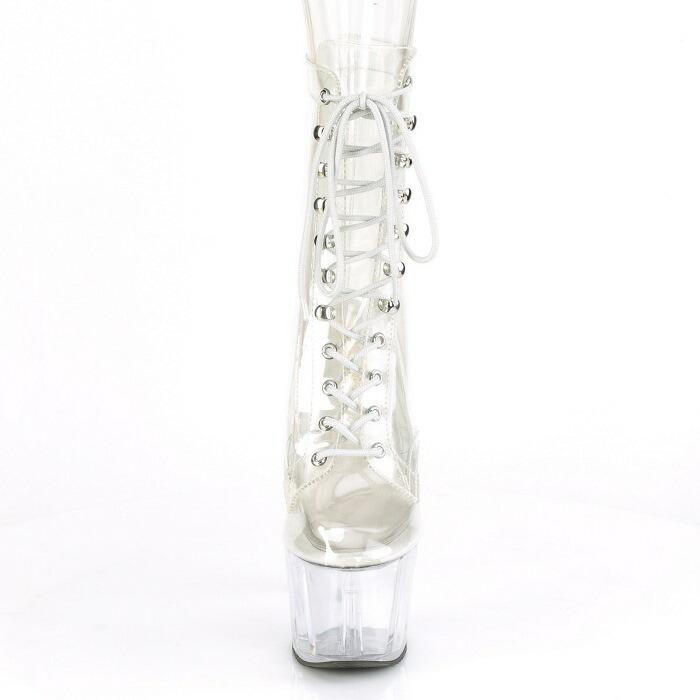 Pleaser プリーザー ショートブーツ 厚底 18 cm ヒール 透明 クリア 編み上げ レースアップ 大きいサイズ 小さいサイズ ハイヒール 靴 レディース メンズ 取寄 | Pleaser | 01