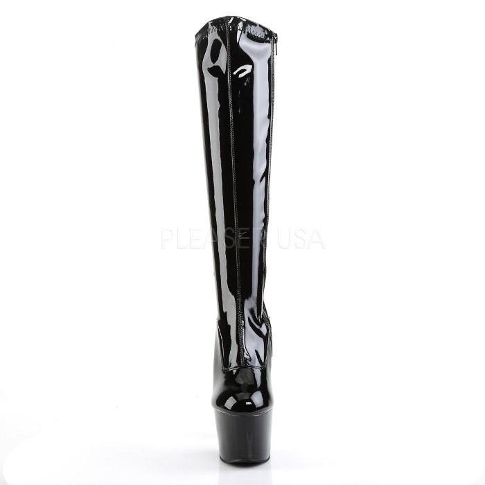 ロングブーツ 厚底 Pleaser プリーザー ブーツ 18 cm ヒール ニーハイブーツ 黒 ブラック エナメル ジッパー ハイヒール 大きいサイズ レディース メンズ 取寄 | Pleaser | 01