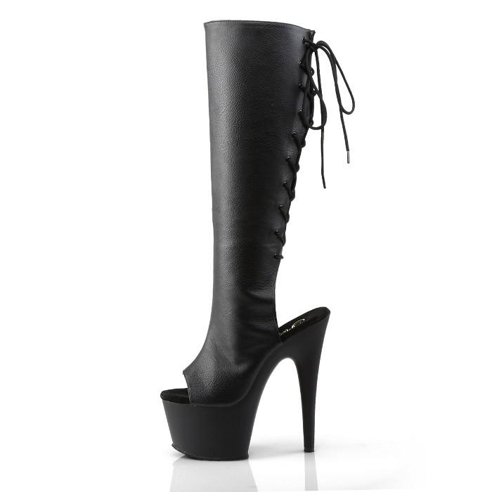 Pleaser プリーザー ロングブーツ 厚底 18 cm ヒール 黒 ブラック 合皮 編み上げ オープントゥ 大きいサイズ 小さいサイズ ハイヒール レディース メンズ 取寄 | Pleaser | 02