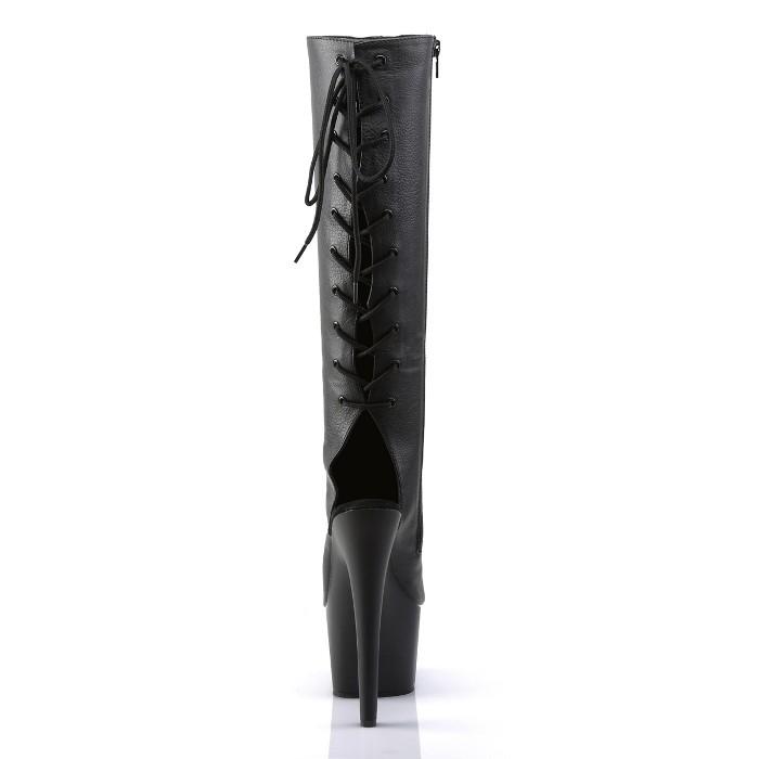 Pleaser プリーザー ロングブーツ 厚底 18 cm ヒール 黒 ブラック 合皮 編み上げ オープントゥ 大きいサイズ 小さいサイズ ハイヒール レディース メンズ 取寄 | Pleaser | 03