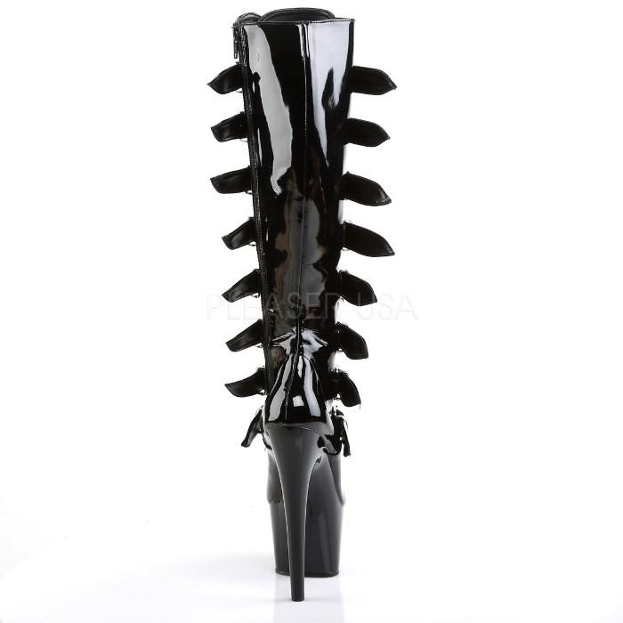 ロングブーツ 厚底 Pleaser プリーザー ブーツ 18 cm ヒール ニーハイブーツ ハイヒール 黒 ブラック エナメル ベルト 大きいサイズ 靴 レディース メンズ 取寄 | Pleaser | 03