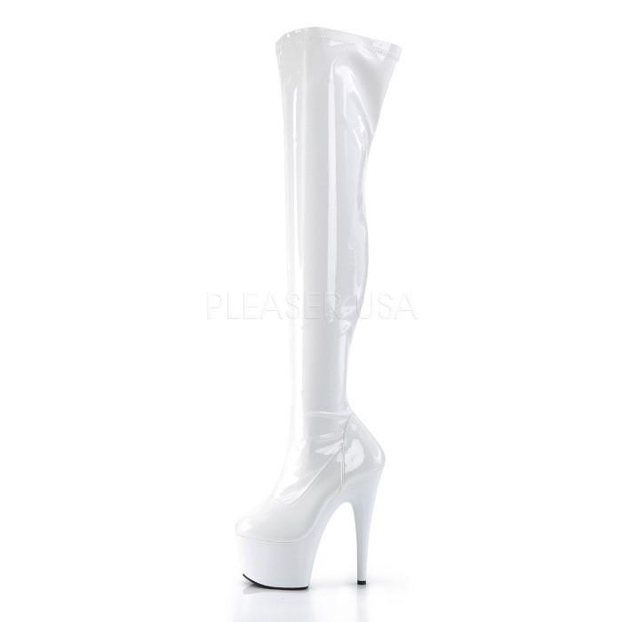 Pleaser プリーザー ニーハイブーツ サイハイブーツ レディース メンズ 18cm ヒール 厚底 白 ホワイト エナメル ハイヒール 大きいサイズ ロングブーツ 取寄 | Pleaser | 02