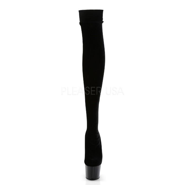 Pleaser プリーザー ニーハイブーツ サイハイブーツ 厚底 黒 ブラック ベルベット 18 cm ヒール レディース メンズ ハイヒール ピンヒール 靴 大きいサイズ 取寄 | Pleaser | 01