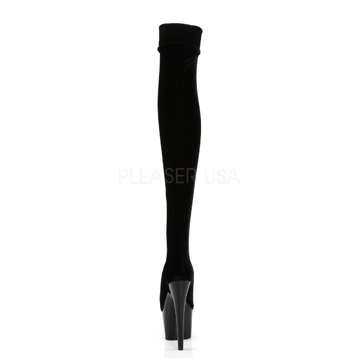 Pleaser プリーザー ニーハイブーツ サイハイブーツ 厚底 黒 ブラック ベルベット 18 cm ヒール レディース メンズ ハイヒール ピンヒール 靴 大きいサイズ 取寄 | Pleaser | 03