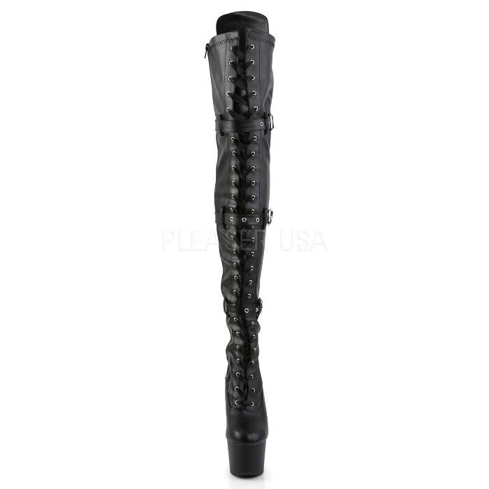 Pleaser プリーザー ニーハイブーツ サイハイブーツ 厚底 黒 ブラック 合皮 18 cm ヒール レディース メンズ ハイヒール ベルト レースアップ 大きいサイズ 取寄｜dimples｜02