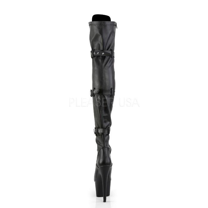 Pleaser プリーザー ニーハイブーツ サイハイブーツ 厚底 黒 ブラック 合皮 18 cm ヒール レディース メンズ ハイヒール ベルト レースアップ 大きいサイズ 取寄｜dimples｜04