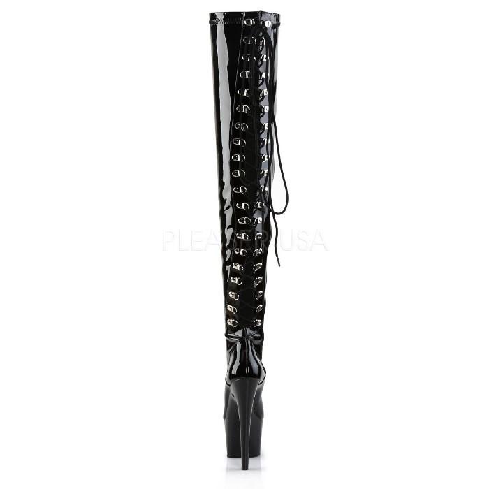 Pleaser プリーザー ニーハイブーツ サイハイブーツ 厚底 黒 ブラック エナメル 18 cm ヒール レディース メンズ ハイヒール レースアップ 靴 大きいサイズ 取寄 | Pleaser | 03