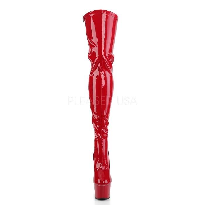 Pleaser プリーザー ニーハイブーツ サイハイブーツ 厚底 赤 レッド エナメル 18 cm ヒール レディース メンズ ハイヒール レースアップ 靴 大きいサイズ 取寄 | Pleaser | 01