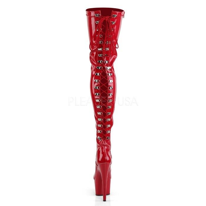 Pleaser プリーザー ニーハイブーツ サイハイブーツ 厚底 赤 レッド エナメル 18 cm ヒール レディース メンズ ハイヒール レースアップ 靴 大きいサイズ 取寄 | Pleaser | 03