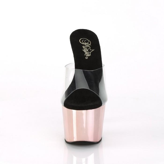 Pleaser プリーザー ミュール サンダル 厚底 18 cm ヒール クリア ローズゴールド 大きいサイズ ハイヒール ピンヒール キャバ ヒール レディース メンズ 取寄 | Pleaser | 01
