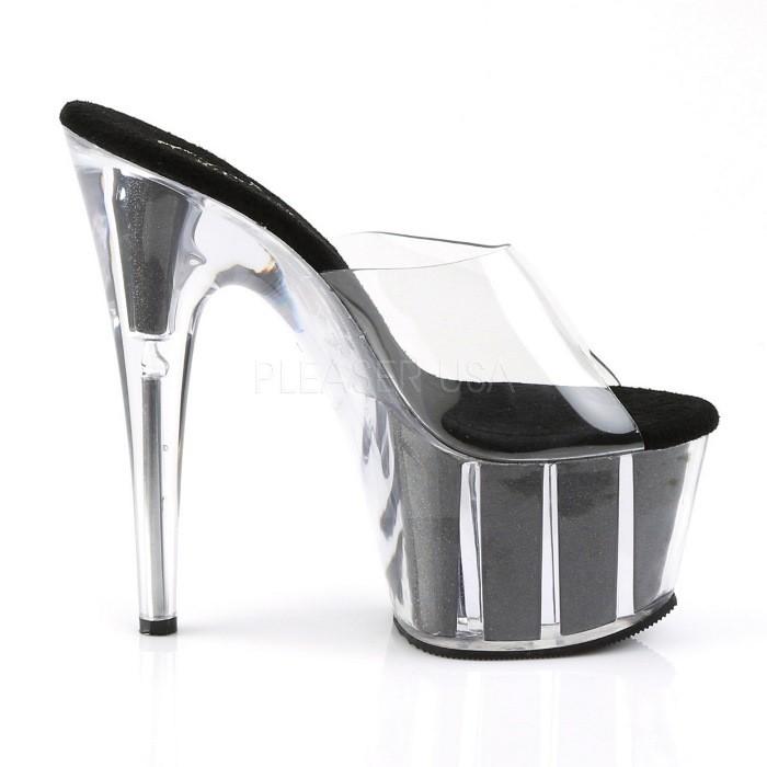 Pleaser プリーザー ミュール サンダル 厚底 18 cm ヒール クリア 黒 ブラック グリッター 大きいサイズ ハイヒール キャバ ヒール レディース メンズ 即納 取寄 | Pleaser | 04