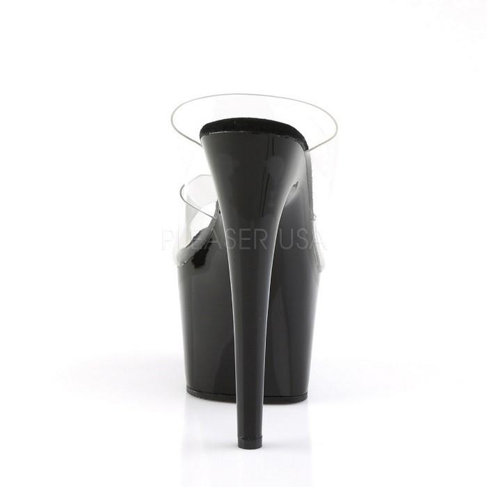 Pleaser プリーザー ミュール サンダル 厚底 18 cm ヒール クリア ダブルベルト 黒 ブラック 大きいサイズ ハイヒール キャバ ヒール 靴 レディース メンズ 取寄 | Pleaser | 03