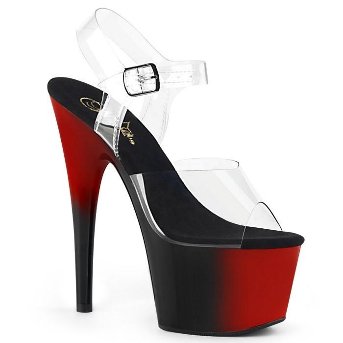 Pleaser プリーザー キャバ ヒール サンダル 厚底 18 cm ヒール クリア 赤 レッド 黒 ブラック ストラップ ハイヒール 大きいサイズ 靴 レディース メンズ 取寄