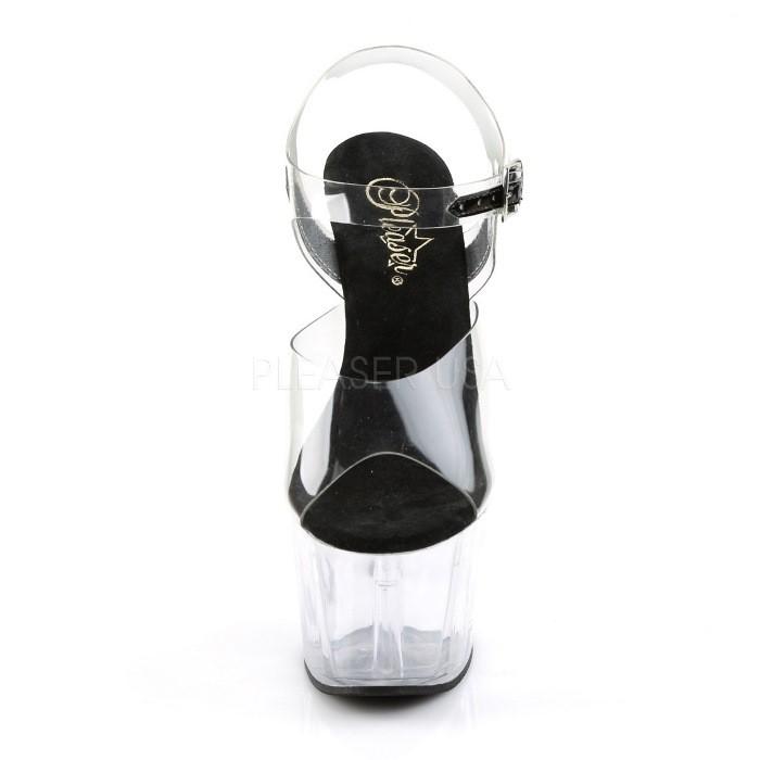 プリーザーヒール サンダル 厚底 18cm ヒール クリア 黒 26.5 27 Pleaser プリーザー サンダル 厚底 クリア 黒 ブラック 18cm