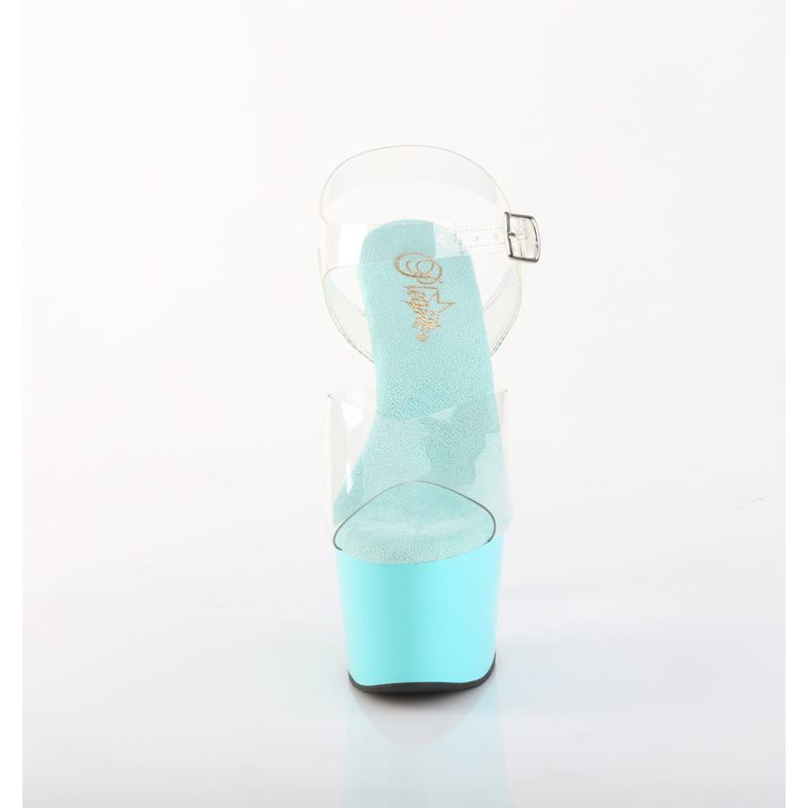 Pleaser プリーザー ヒール 18cm サンダル 厚底 ポールダンス 用 ヒール キャバ 大きいサイズ対応 水色 クリアストラップ ハイヒール ピンヒール ADORE-708 取寄 | Pleaser | 01