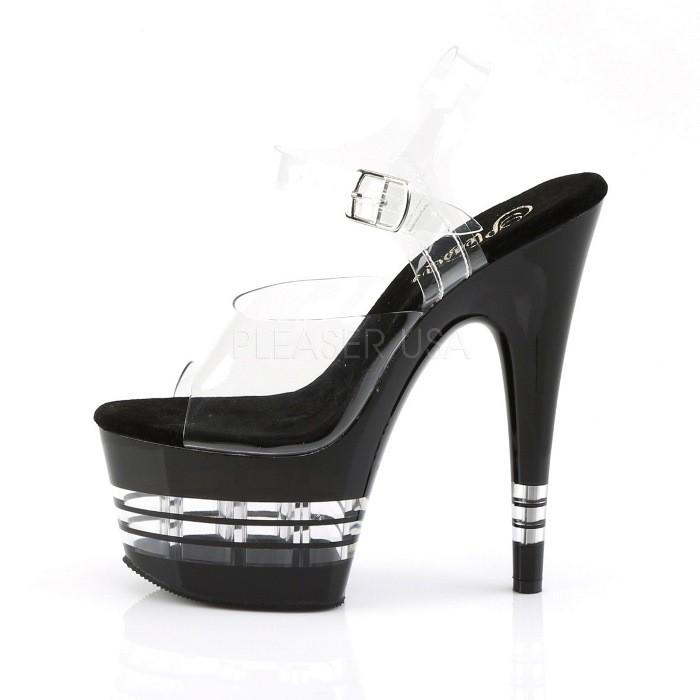 Pleaser プリーザー サンダル 厚底 18 cm ヒール クリア 黒 ブラック ストラップ ハイヒール ピンヒール 大きいサイズ キャバ ヒール 靴 レディース メンズ 取寄 | Pleaser | 02