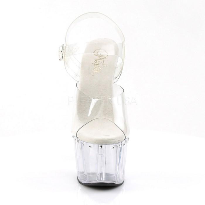 Pleaser プリーザー サンダル 厚底 18 cm ヒール クリア ラインストーン ストラップ ハイヒール ピンヒール 大きいサイズ キャバ ヒール レディース メンズ 取寄 | Pleaser | 01