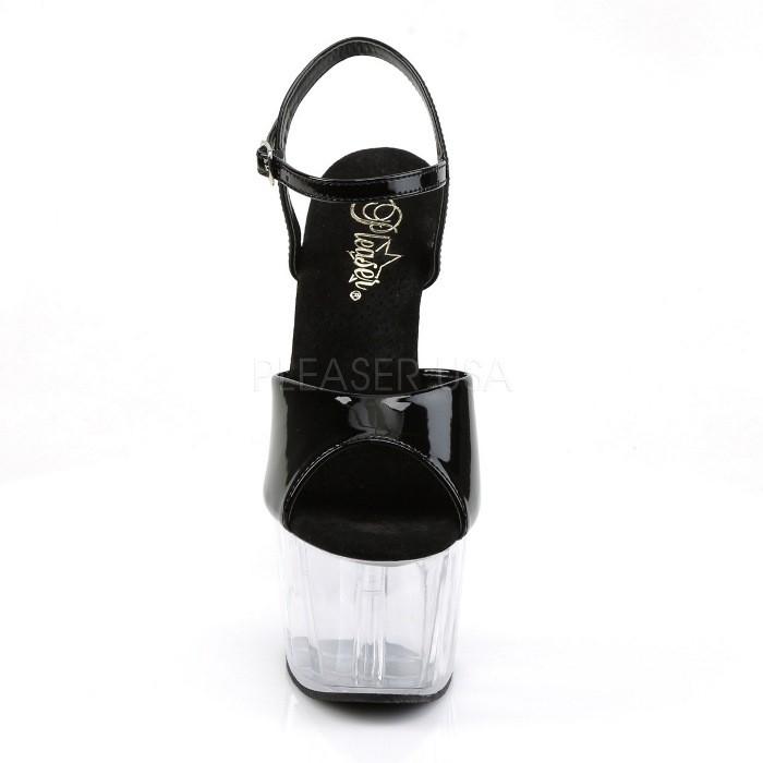 Pleaser プリーザー サンダル 厚底 18 cm ヒール 黒 ブラック クリア アンクルストラップ ハイヒール 大きいサイズ キャバ ヒール 靴 レディース メンズ 取寄 | Pleaser | 01