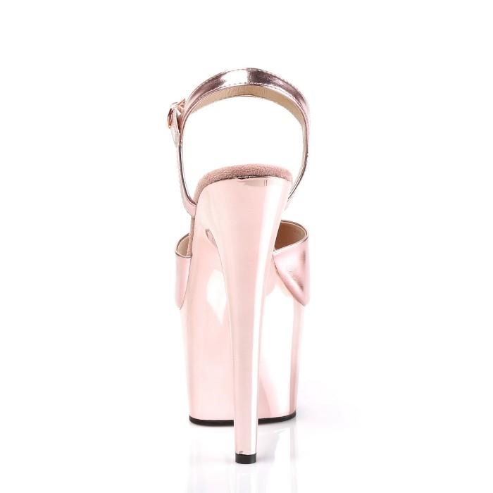 キャバ ヒール サンダル 厚底 Pleaser プリーザー 18cm ヒール ローズゴールド メタリック アンクルストラップ ハイヒール 大きいサイズ レディース メンズ 取寄 | Pleaser | 03