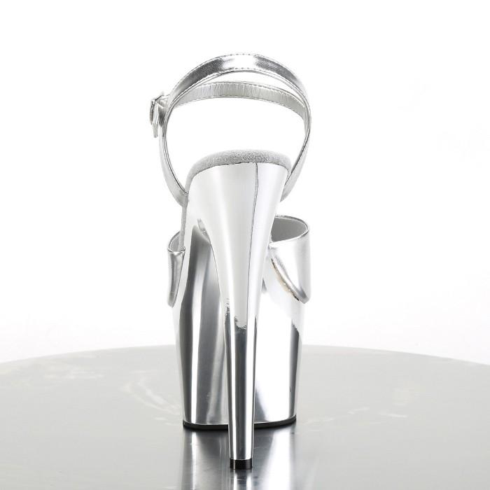 キャバ ヒール サンダル 厚底 Pleaser プリーザー 18cm ヒール 銀 シルバー メタリック アンクルストラップ ハイヒール 大きいサイズ 靴 レディース メンズ 取寄 | Pleaser | 03