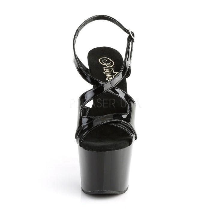 Pleaser プリーザー サンダル 厚底 18 cm ヒール 黒 ブラック エナメル ストラップ ハイヒール ピンヒール 大きいサイズ キャバ ヒール レディース メンズ 取寄 | Pleaser | 01