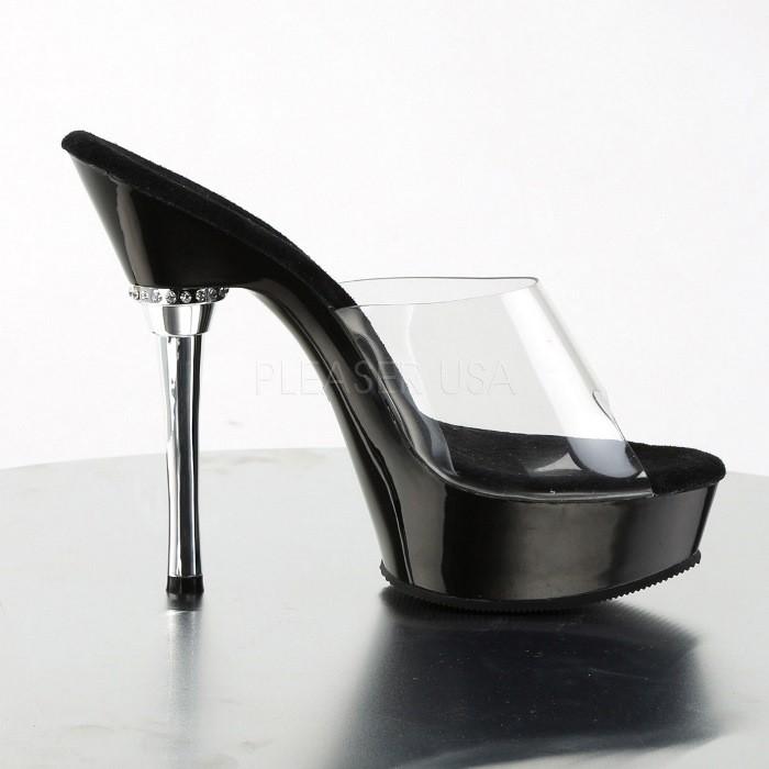 Pleaser プリーザー ヒール キャバ ミュール サンダル 厚底 14 cm ヒール 黒 ブラック クリア 銀 シルバー ラインストーン ハイヒール レディース メンズ 取寄 | Pleaser | 04