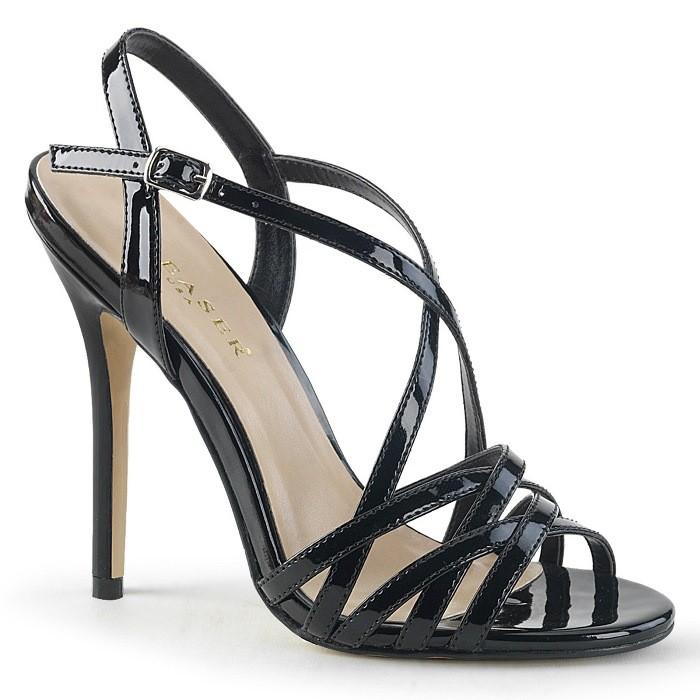 Pleaser プリーザー ハイヒール サンダル 大きいサイズ 小さいサイズ 黒 ブラック エナメル 13cm ヒール レディース メンズ ピンヒール パンプス 女性 靴 取寄 | Pleaser
