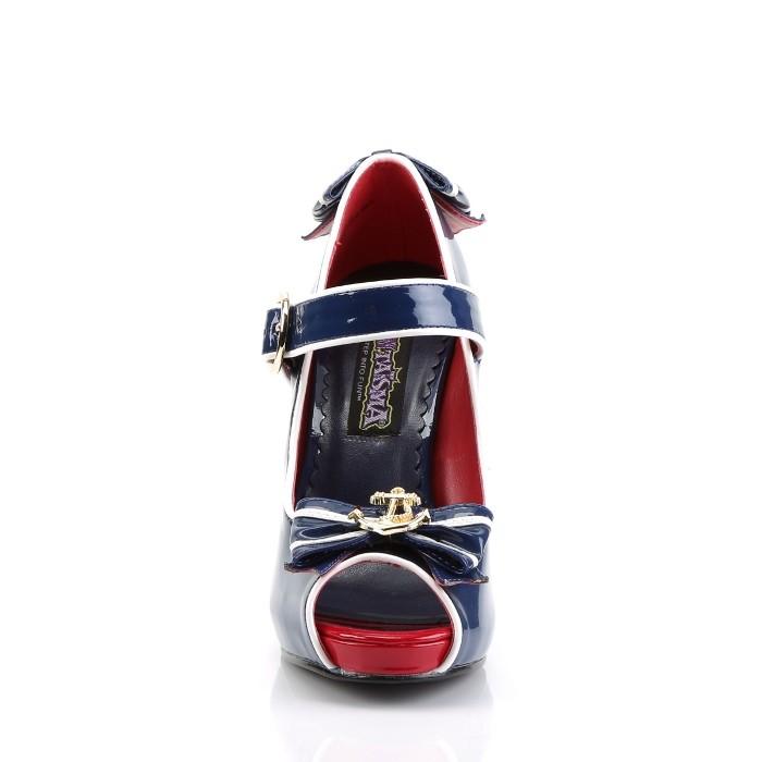 Pleaser プリーザー パンプス 11.5cm ヒール 青 ブルー 白 ホワイト エナメル オープントゥ レディース メンズ 大きいサイズ 小さいサイズ ハイヒール 靴 取寄 | Pleaser | 01