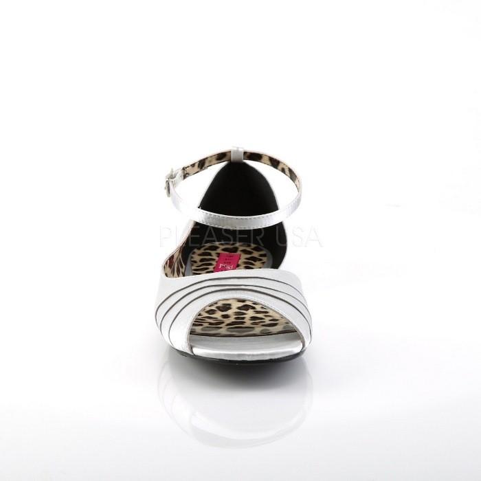 Pleaser プリーザー パンプス ぺたんこ パンプス 大きいサイズ 小さいサイズ 銀色 シルバー サテン ヒョウ柄 アニマル柄 フラットシューズ バレエシューズ 取寄 | Pleaser | 01